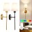 2-Pack Rechargeable Wall Lamp with Remote Control, Black/Golden Battery Powered Wall Light with Cordless White Fabric Shade, Non-Hardwired for Living Room, Bedroom, Hallway Decor (Color Adjustable), Wall Lights for Living Room, Bedroom Lighting, Modern Lighting, Durable Lighting