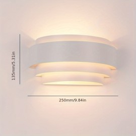 Modern Wall Light, White Half-Moon Metal Wall Lamp, Suitable for Staircase Hallway Home Theater Bedroom Hotel Dining Room E26 Bulb Base, No Ball Bulb Included