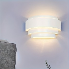 Modern Wall Light, White Half-Moon Metal Wall Lamp, Suitable for Staircase Hallway Home Theater Bedroom Hotel Dining Room E26 Bulb Base, No Ball Bulb Included