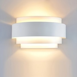 Modern Wall Light, White Half-Moon Metal Wall Lamp, Suitable for Staircase Hallway Home Theater Bedroom Hotel Dining Room E26 Bulb Base, No Ball Bulb Included