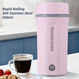 Travel Electric Kettle, 16.91oz Small Portable Electric Tea Kettle Water Boiler, Fast Boil And Auto Shut Off Hot Water Kettle, Fast Boiling Kettle, Sleek Electric Kettle, Compact Design, Efficient Boiling, Quick Boil Kettle, Tea Lovers, Outdoor