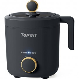 40.58oz Small Rice Cooker & Tea Kettle Combo - Compact Multi-Functional Appliance with Digital Display, One-Touch Operation, Battery-Powered (Non- 9V) for Boiling Water, Cooking Rice, Soup, Oatmeal - Ideal for Small Kitchens, Dorms, RVs