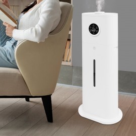 Large-capacity mist humidifier, smart humidifier, equipped with smart humidity control function (45-95%), adjustable cold mist/ warm mist and three mist levels, meeting the needs of different seasons and preferences, ideal for bedrooms, living rooms,