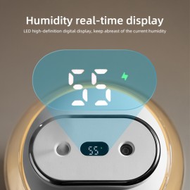 Multi-Functional Humidifier! Humidity Display shows real-time air humidity, visible water tank. 3 Mist Levels adjustable, dual mist nozzles + continuous fine mist quickly moisten space. Warm night light, 8-hour auto-shutoff for safety, Ultra-quiet.