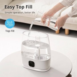 1.59gal Cool & Warm Mist Humidifier for Large Rooms, Nursery, Bedroom - Soundwave technology Quiet Operation, 50H Runtime, Auto Mode with Top-Fill Tank, Essential Oil Diffuser,, Easy-Clean Design (Cool/Warm Mist, Plug-in Air Humidifier