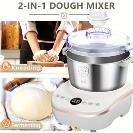 Electric Dough Maker With Ferment Function, White 1.32gal(5.2QT) Dough Mixer Machine With 304 Stainless Steel Bowl, Microcomputer Timing, Kitchen Stand Mixers, Household Flour Kneading Machine For Pizza Bread