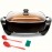 Plus Long Professional Non-stick Copper Electric Frying Pan with Extended Deep Dish, Tempered Glass Breathable Lid, Upgraded Thermostat Control, 16