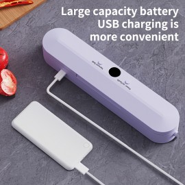 Portable Wireless Vacuum Sealer Machine, USB Rechargeable, with Type-C Connector, for Kitchen Food Preservation, Suitable for Snacks, Fresh Fruits, Nuts, and Pet Foo