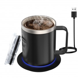 Coffee Mug Warmer Electric Set For Desk, Mug With Heating Base And Lid, Intelligent Coffee Mug For Heating Milk, Tea And Hot Chocolate, Keeps Up To 131°F/55°C