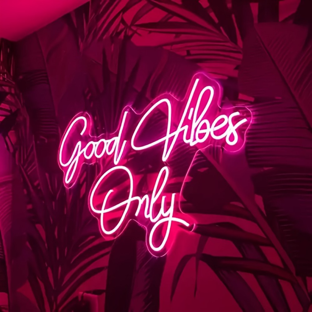 Good Vibes Only Neon Wall Decor Pink Good Vibes Only LED Sign Suitable for Bedroom, Party, Bar, Salon - Best Gift for Birthday, Christmas with Ten-Level Dimming, Party Decoration, Party Planners