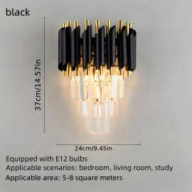 Modern Minimalist LED Three-Color Dimmable Wall Light for Bedroom, Study Room, Living Room, And Hallway, Featuring Crystal Decor.