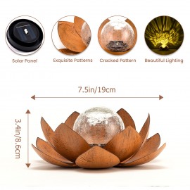 Two Pieces Solar Outdoor Decoration Waterproof for Lotus Lamp, Garden Decoration Metal Cracked Ball Glass for Lotus Lamp, Suitable for Indoor And Outdoor Solar Lamps for Dining Tables, Living Rooms, Balconies Decoration, Father's Day And Thanksgiving Gifts, Indoor Decor, Outdoor Lighting, Elegant Lighting, Floral Design, Handcrafted Decor, Weatherproof Light, Solar Lantern, Touch Control Lamp, Garden Enthusiasts, Interior Designers