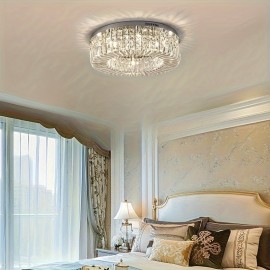1 Luxury-Style Modern Crystal Round Ceiling Lamp - Three-color Variable Lighting - Suitable for Furniture Lighting Decoration in Living Rooms, Bedrooms, Dining Rooms and Other Places. This product does not come with wall switches or remote controls.