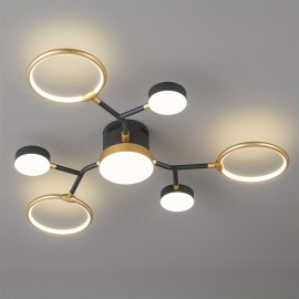 Modern Industrial Farmhouse LED Modern Chandeliers Light Fixture, 4000K Lighting Rustic Sputnik Chandelier Ceiling Lamp for Kitchen Bedroom Living Room Hallway