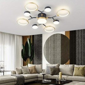 Modern Industrial Farmhouse LED Modern Chandeliers Light Fixture, 4000K Lighting Rustic Sputnik Chandelier Ceiling Lamp for Kitchen Bedroom Living Room Hallway