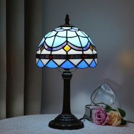 [1 Vintage Mosaic Glass Lamp] Vintage Handmade Mosaic Glass 1 Stained Glass Table Lamp | Office Home Living Room, Dining Room and Bedroom Decoration Lamps