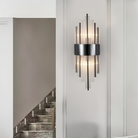 Modern light luxury crystal long tube LED bulb style wall lamp, two colors suitable for different scenarios, villa, living room, dining room, bedside lamp, living room background wall, wall creative and simple electric wall lamp