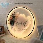 Custom LED Backlit Acrylic Wall Sign - USB Powered Adjustable Brightness, with Personalized UV Printing, Round Design and Floral Pattern Suitable for Salon, Office, Store Decoration, Custom Decorative Sign | Personalized Sign | Polished Surface, Wall Hanging Neon Light, Led Screen For Advertising, Business Sign, Neon Light, Neon Sign For Wall, Neon Sign
