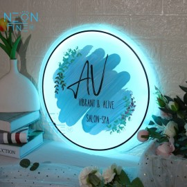 Custom LED Backlit Acrylic Wall Sign - USB Powered Adjustable Brightness, with Personalized UV Printing, Round Design and Floral Pattern Suitable for Salon, Office, Store Decoration, Custom Decorative Sign | Personalized Sign | Polished Surface, Wall Hanging Neon Light, Led Screen For Advertising, Business Sign, Neon Light, Neon Sign For Wall, Neon Sign