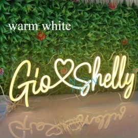 Custom Wedding LED Neon Sign- Personalized Couple Names with Heart Design Wall Art, USB Powered Wall Mounted Home Decor for Wedding, Anniversary, Valentine's Day Gifts, Romantic Ambient Lighting, Elegant Fonts, High Quality Durable Lighting, Event P