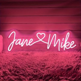 Custom Wedding LED Neon Sign- Personalized Couple Names with Heart Design Wall Art, USB Powered Wall Mounted Home Decor for Wedding, Anniversary, Valentine's Day Gifts, Romantic Ambient Lighting, Elegant Fonts, High Quality Durable Lighting, Event P