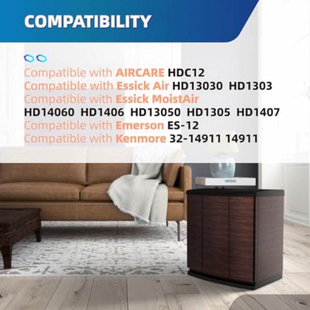 HDC12 Humidifier Wick Filters HDC12 Replacement HD13030 HD1303 HD14060 HD1406 HD13050 HD1305 HD1407 HD1409Humidifier Filters 14911 3214911 ES124 Pack