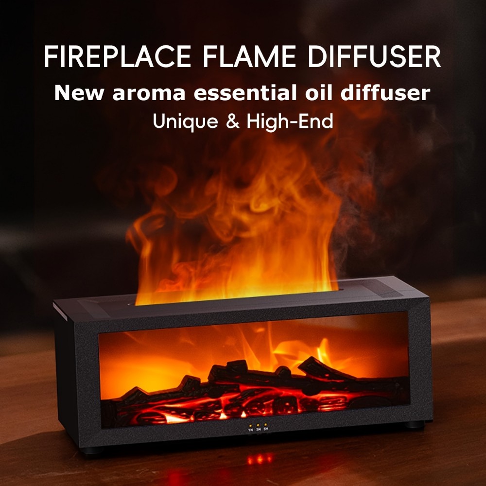 New Simulated Fireplace Flame Humidifier with Colorful Lights, Timer, Quiet Diffuser for Aromatherapy, 7-Color Flame Humidifier, Aroma Diffuser, Essential Oil Diffuser, 2 Color Options,  Stylish Diffuser, Decorative Humidifier, Quiet Operation