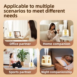 USB powered color transparent humidifier with continuous and intermittent spray, seven color night light, silent mist, easy to add water, suitable for living room, bedroom, office, living room accessories | decorative humidifier | USB power supply mo