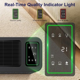 Air Purifiers for Home Large Room Up to 1295 Ft² with PM 2.5 Display Air Quality Sensor, Auto Mode, Timer, HEPA Air Purifier for Bedroom Filters Smoke, Pet Dander, Pollen,Black
