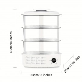 3-Tier Digital Steamer with Auto Shutoff - Fast, Healthy Cooking for Vegetables, Meats & Grains | Stackable Baskets & Timer | 110-130V US Plug
