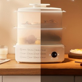 3-Tier Digital Steamer with Auto Shutoff - Fast, Healthy Cooking for Vegetables, Meats & Grains | Stackable Baskets & Timer | 110-130V US Plug