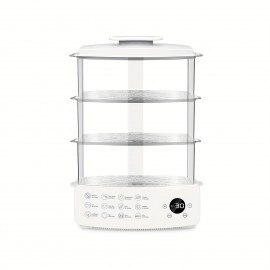 3-Tier Digital Steamer with Auto Shutoff - Fast, Healthy Cooking for Vegetables, Meats & Grains | Stackable Baskets & Timer | 110-130V US Plug