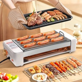 4-in-1 Multi-functional Sausage Grill, With Three-hand Dish And Silicone Oil Brush, Silicone Grill Holder, Non-stick Pan, Countertop, Adjustable Temperature, Detachable Panel, Easy To Clean, Suitable For Kitchens And Dormitories