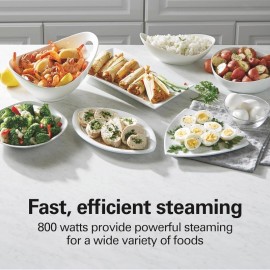 3-Tier Food Steamer & Rice Cooker Combo - 9.5 Quart Large Capacity Multi-Layer Steamer with Auto Shut-Off, Stackable Bowls, Dishwasher Parts, Healthy Quick Cooker for Vegetables, Seafood, Rice, Dumplings (Black)