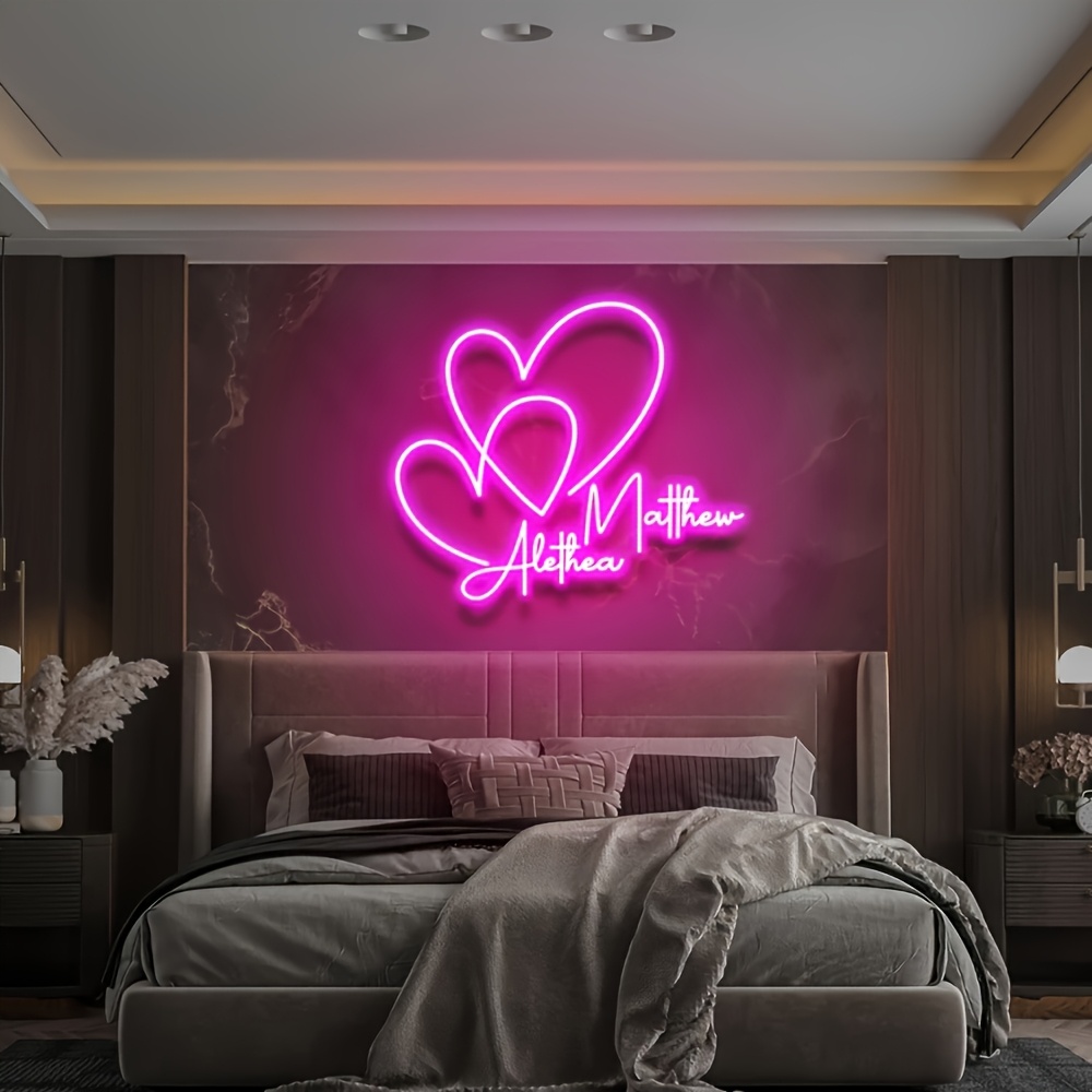 Personalized Neon Light, Heart-Shaped Neon Pattern, USB-Powered Decorative Wall Lamp for Bedroom, Party, Wedding, Birthday, and Romantic Holiday Ambiance