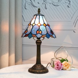 [1 Vintage Mosaic Glass Lamp] Vintage Handmade Mosaic Glass 1 Stained Glass Table Lamp | Office Home Living Room, Dining Room and Bedroom Decoration Lamps