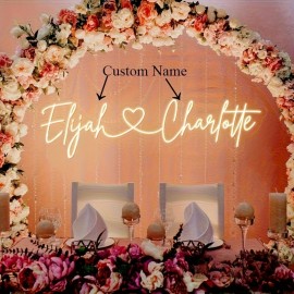 Custom Wedding LED Neon Sign- Personalized Couple Names with Heart Design Wall Art, USB Powered Wall Mounted Home Decor for Wedding, Anniversary, Valentine's Day Gifts, Romantic Ambient Lighting, Elegant Fonts, High Quality Durable Lighting, Event P